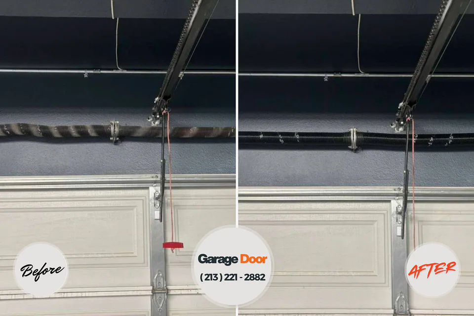 Before and after: garage door repair Brownsboro, TX